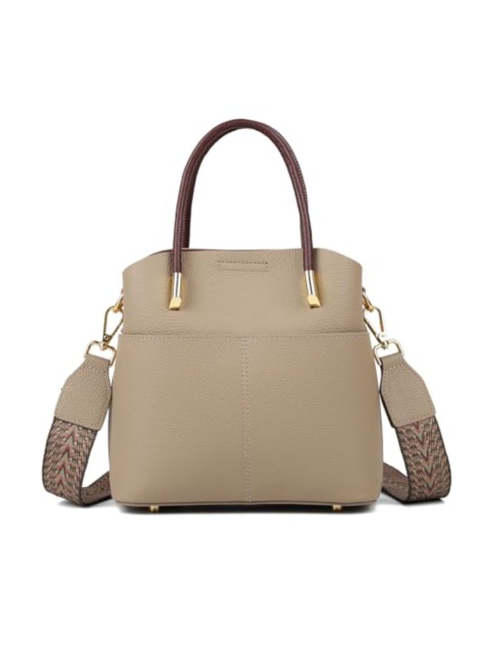 Genuine Leather Bucket Crossbody Bag Adjustable Straps Purse